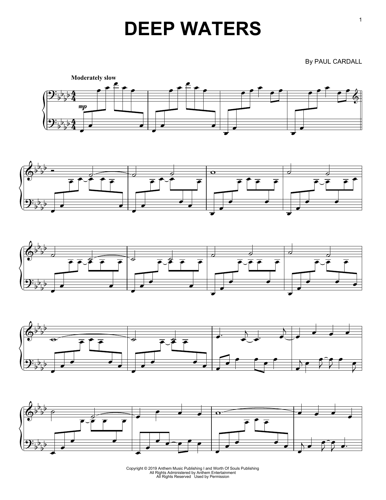 Paul Cardall Deep Waters Sheet Music Notes & Chords for Piano Solo - Download or Print PDF