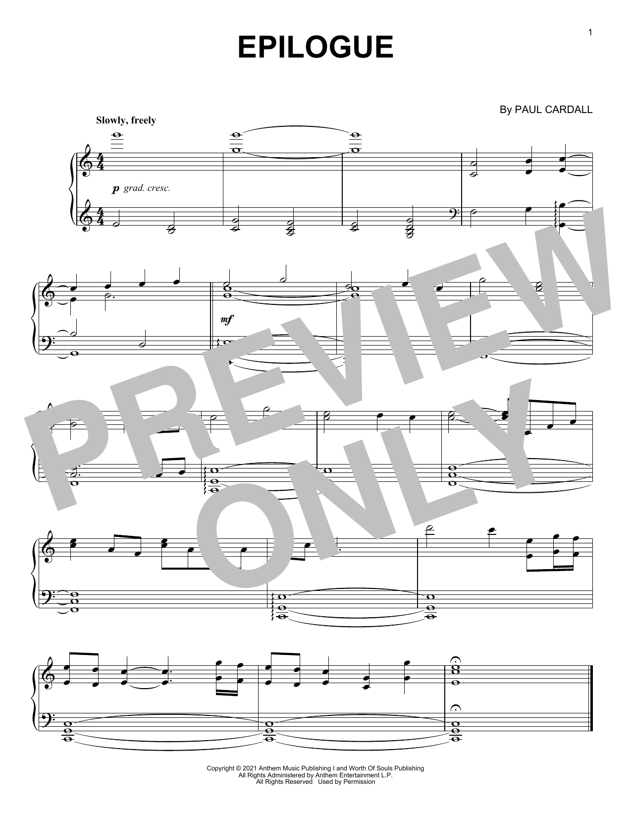 Paul Cardall Epilogue Sheet Music Notes & Chords for Piano Solo - Download or Print PDF