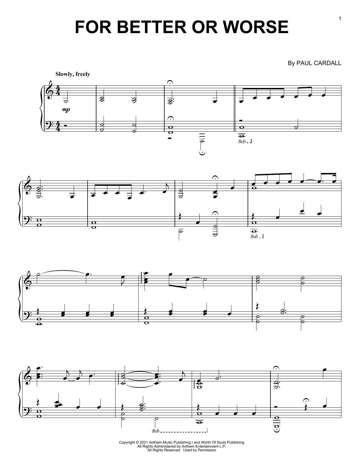 Paul Cardall For Better Or Worse Sheet Music Notes & Chords for Piano Solo - Download or Print PDF