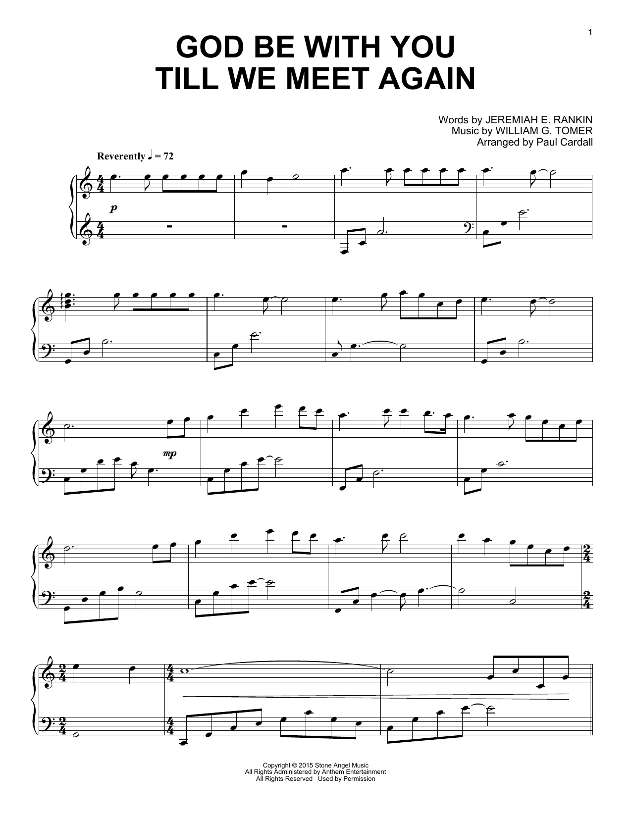 Paul Cardall God Be With You Till We Meet Again Sheet Music Notes & Chords for Piano Solo - Download or Print PDF