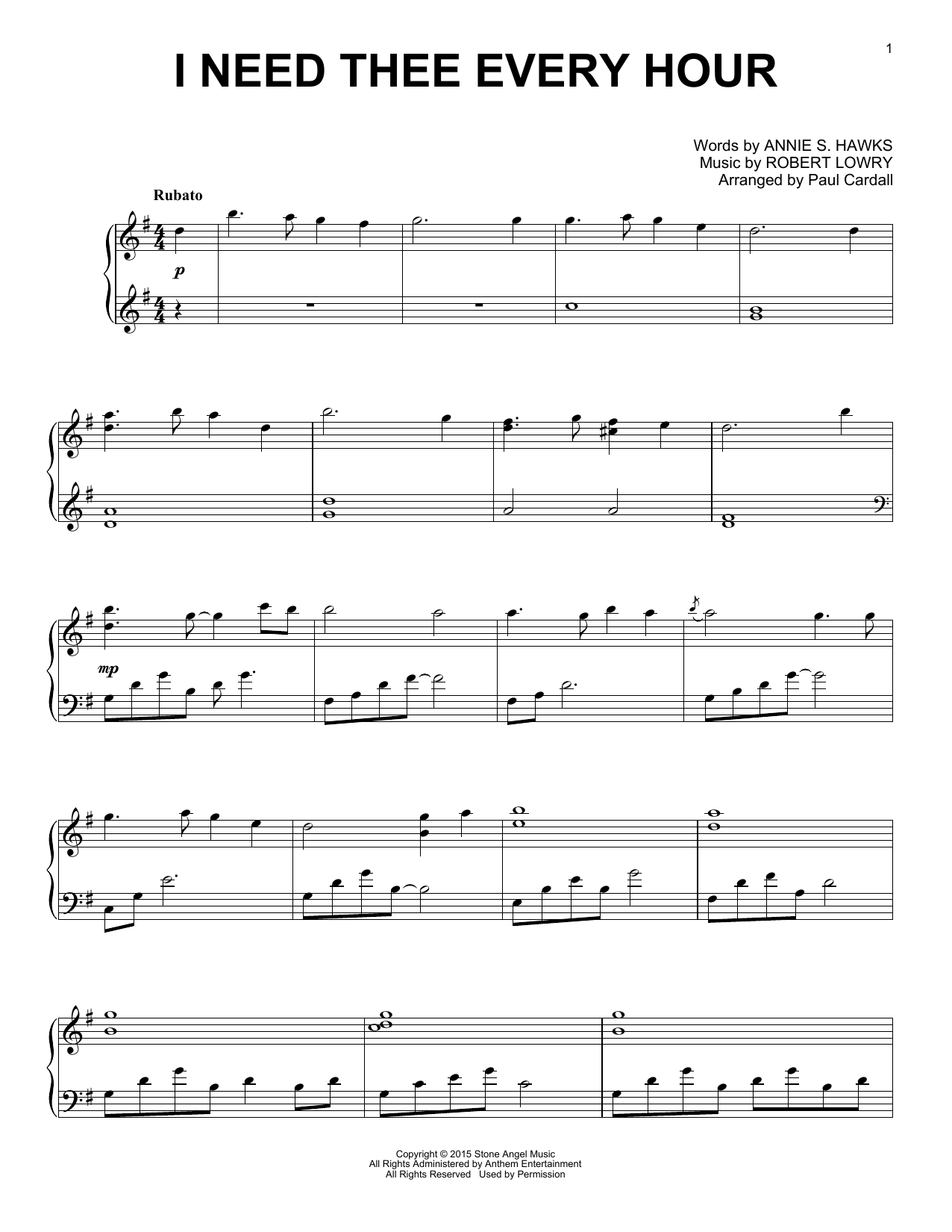 Paul Cardall I Need Thee Every Hour Sheet Music Notes & Chords for Piano Solo - Download or Print PDF