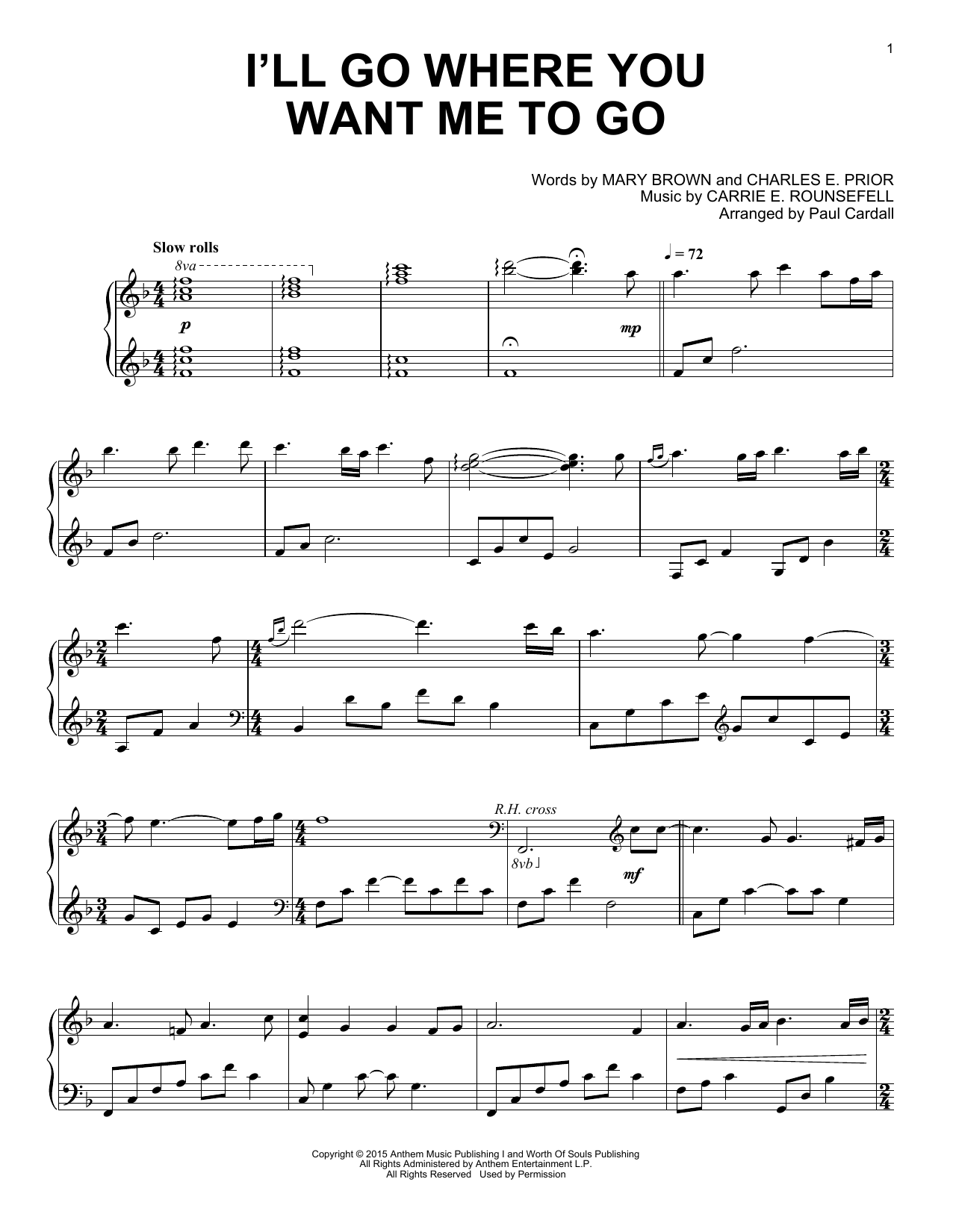Paul Cardall I'll Go Where You Want Me To Go Sheet Music Notes & Chords for Piano Solo - Download or Print PDF