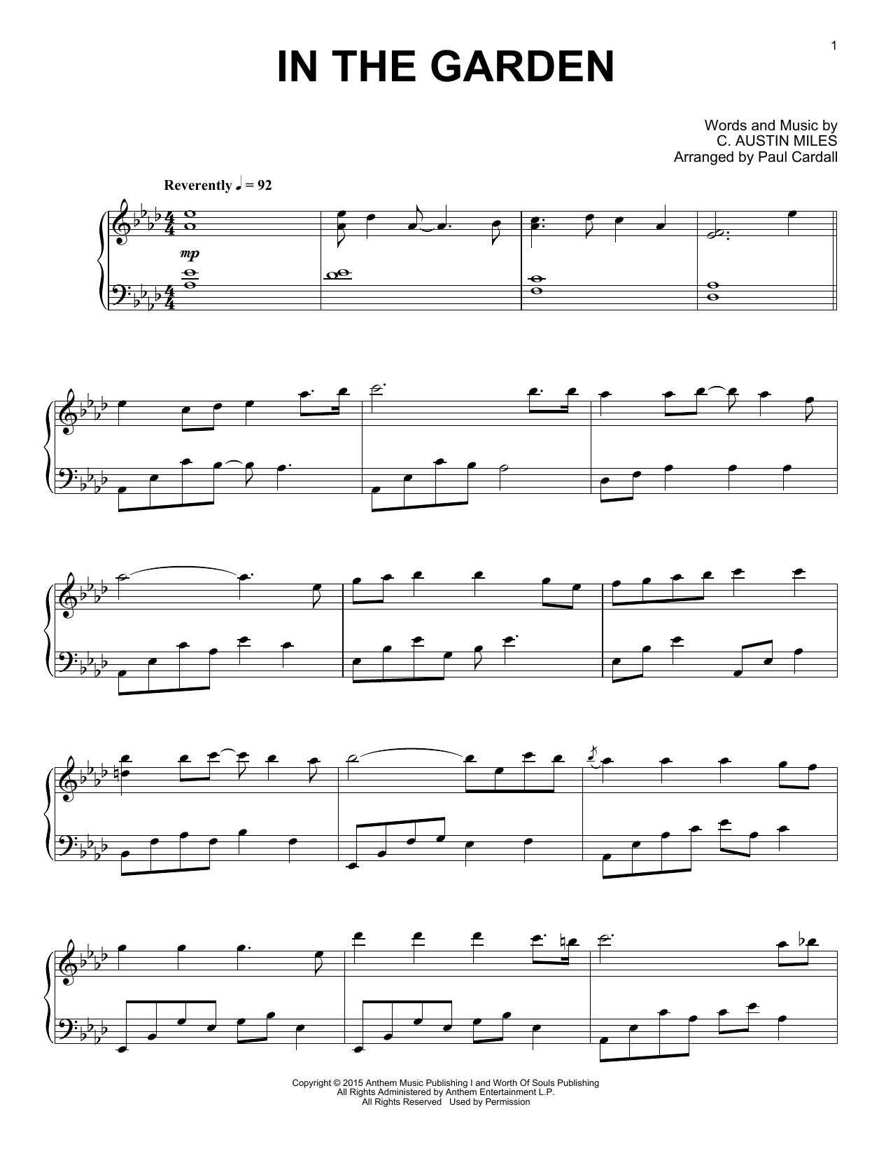 Paul Cardall In The Garden Sheet Music Notes & Chords for Piano Solo - Download or Print PDF