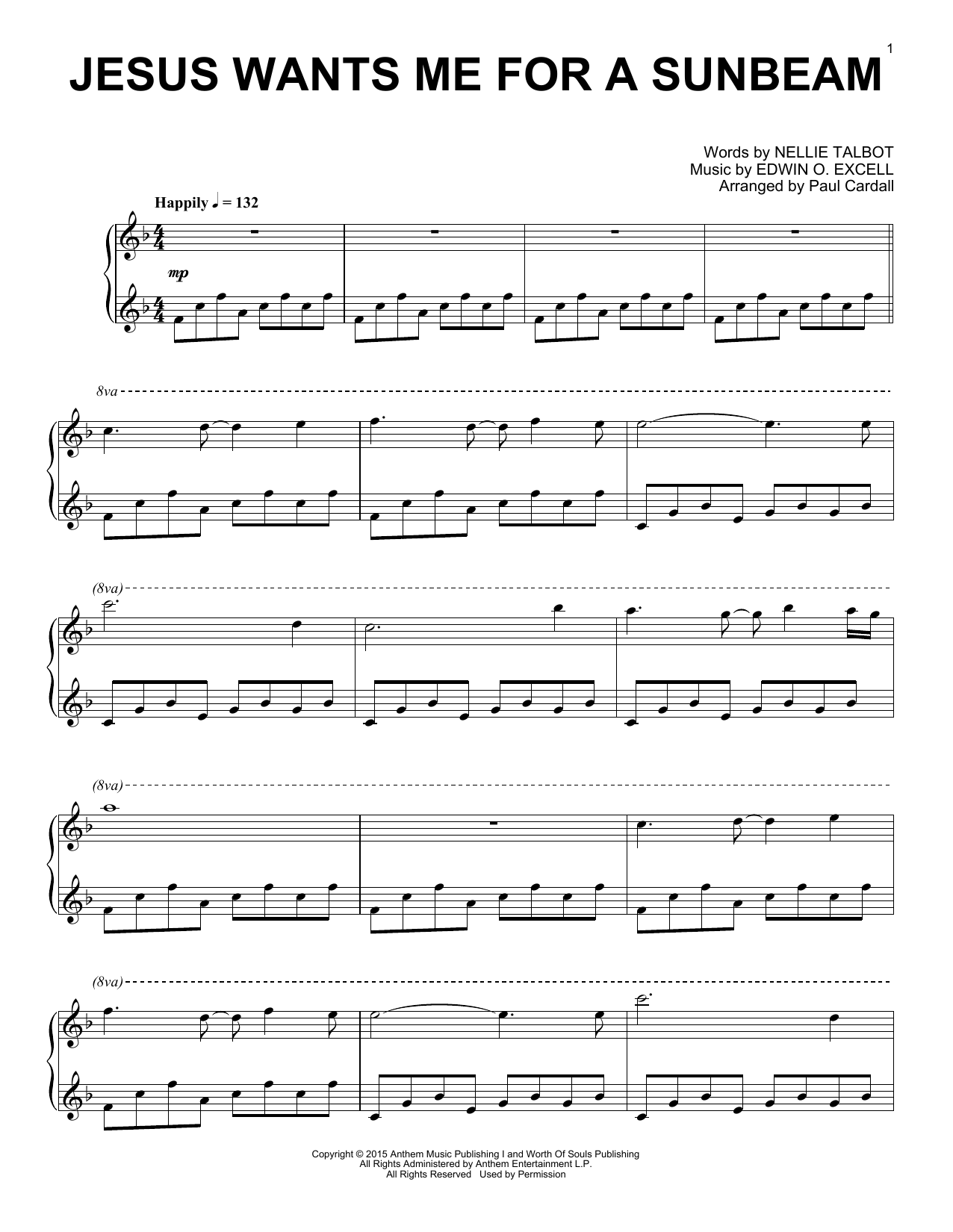 Paul Cardall Jesus Wants Me For A Sunbeam Sheet Music Notes & Chords for Piano Solo - Download or Print PDF