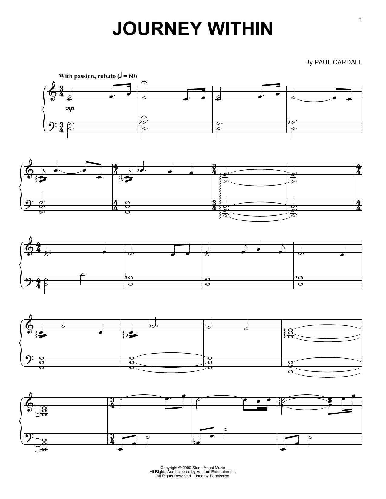 Paul Cardall Journey Within Sheet Music Notes & Chords for Piano Solo - Download or Print PDF