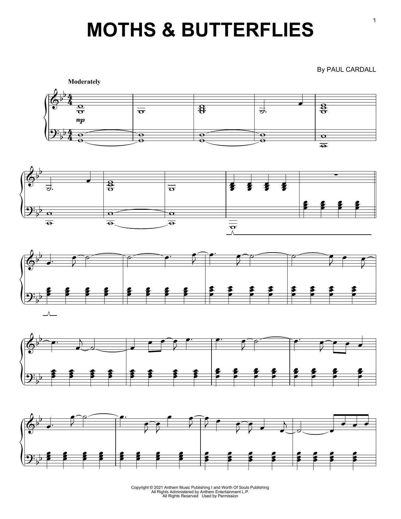 Paul Cardall Moths & Butterflies Sheet Music Notes & Chords for Piano Solo - Download or Print PDF