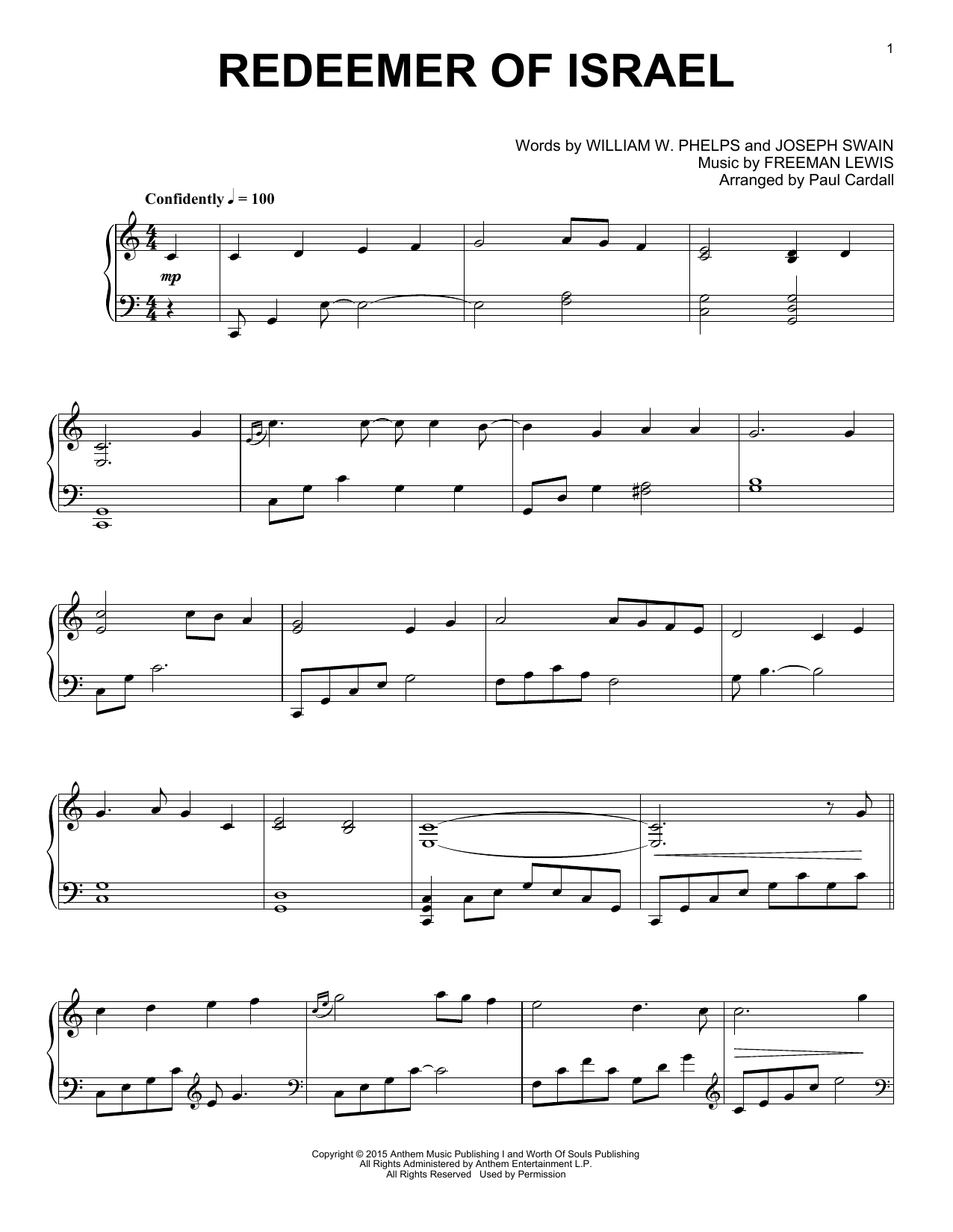 Paul Cardall Redeemer Of Israel Sheet Music Notes & Chords for Piano Solo - Download or Print PDF