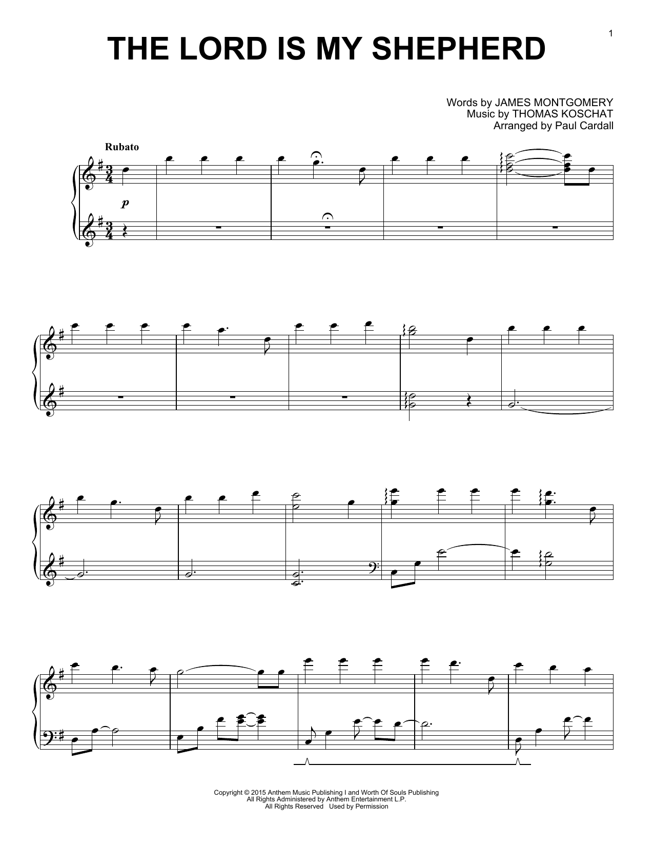 Paul Cardall The Lord Is My Shepherd Sheet Music Notes & Chords for Piano Solo - Download or Print PDF