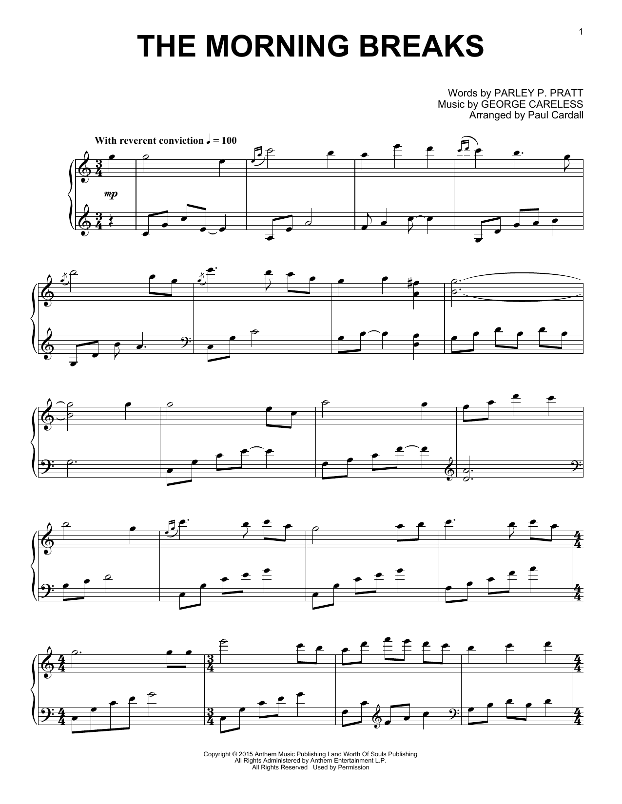 Paul Cardall The Morning Breaks Sheet Music Notes & Chords for Piano Solo - Download or Print PDF