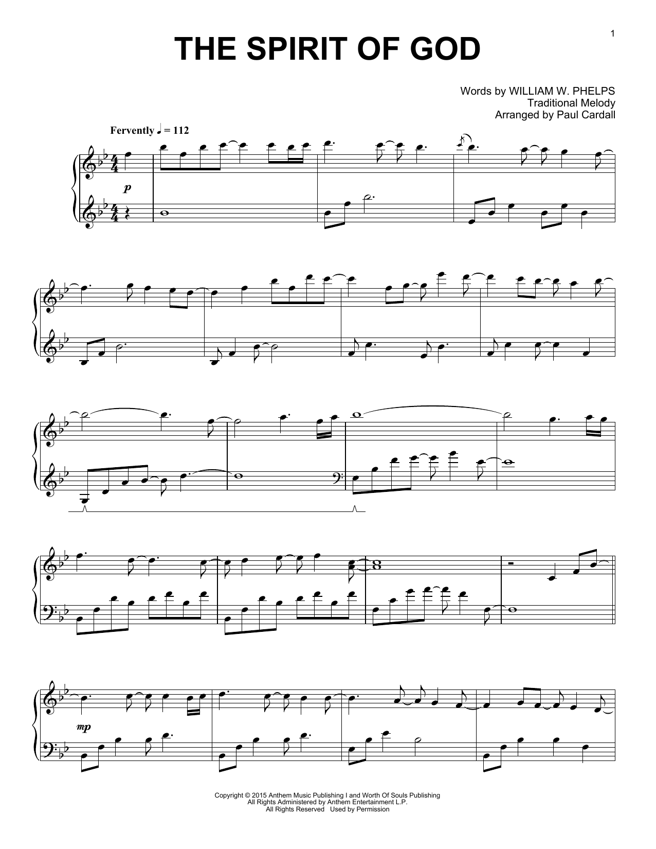 Paul Cardall The Spirit Of God Sheet Music Notes & Chords for Piano Solo - Download or Print PDF