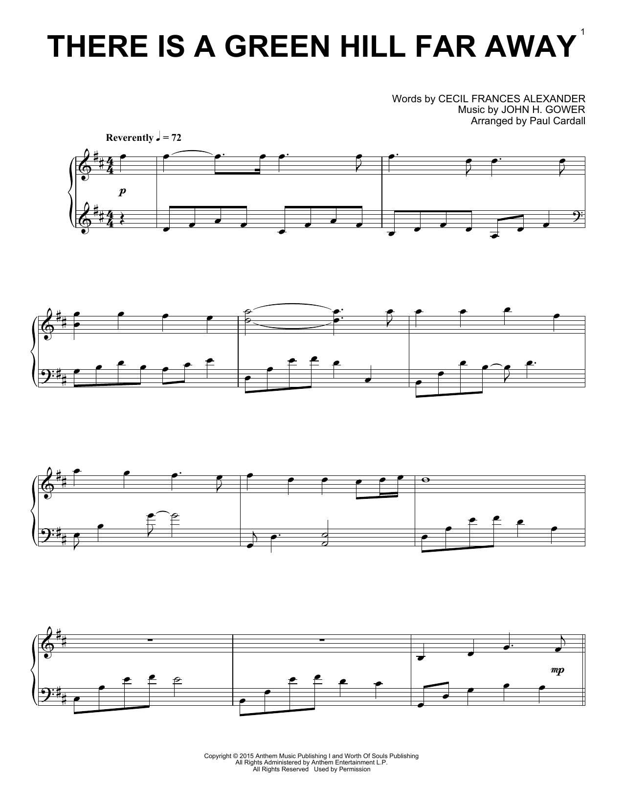 Paul Cardall There Is A Green Hill Far Away Sheet Music Notes & Chords for Piano Solo - Download or Print PDF
