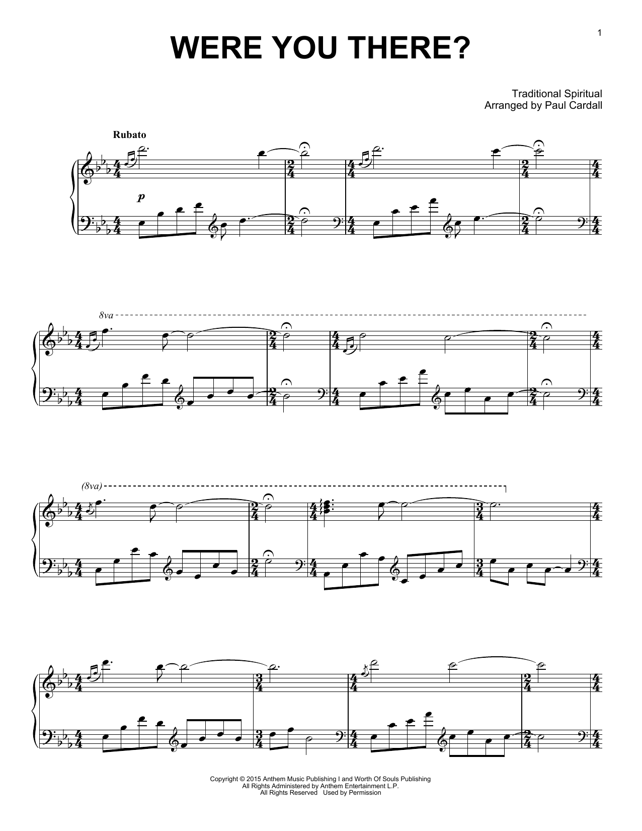 Paul Cardall Were You There? Sheet Music Notes & Chords for Piano Solo - Download or Print PDF