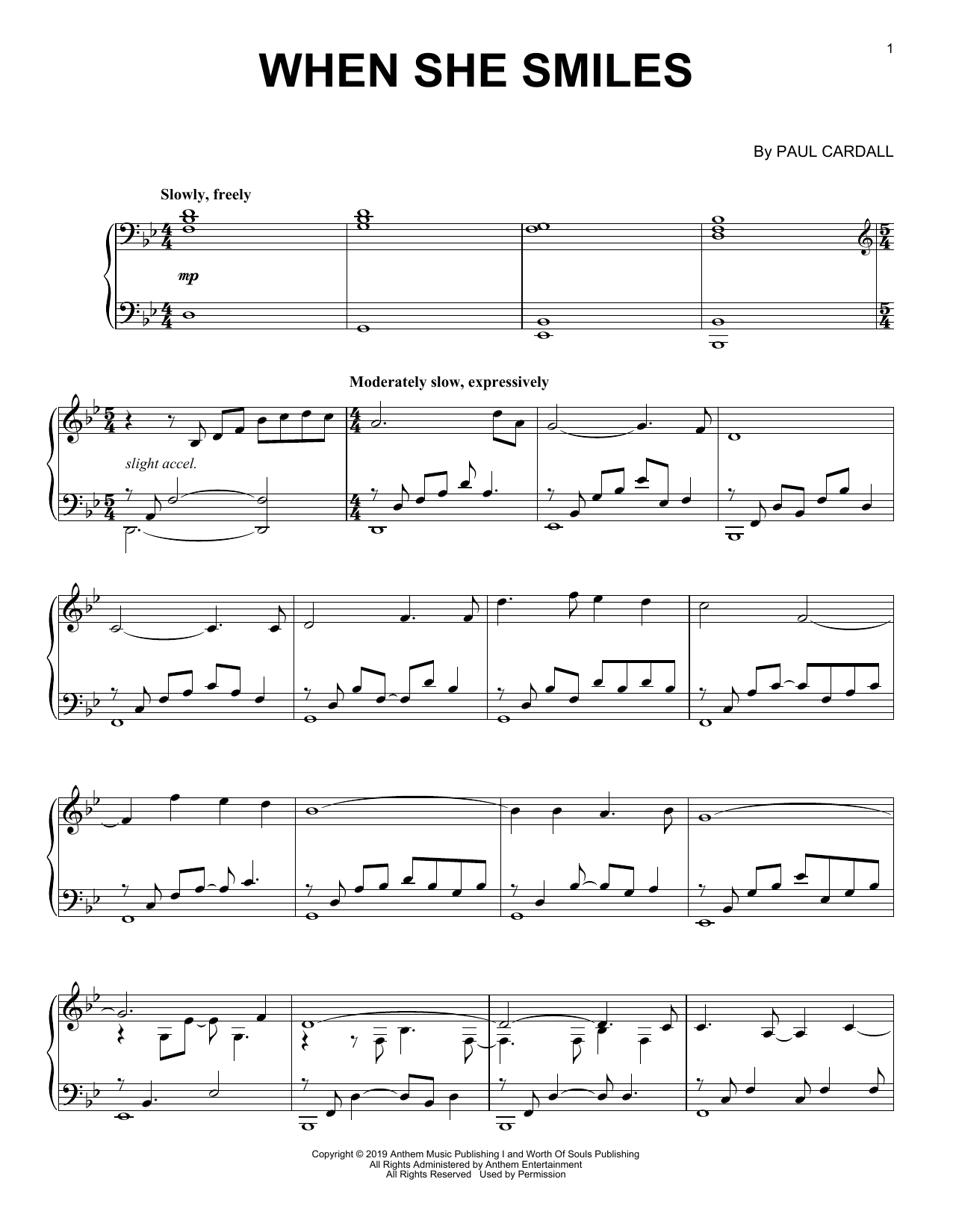 Paul Cardall When She Smiles Sheet Music Notes & Chords for Piano Solo - Download or Print PDF