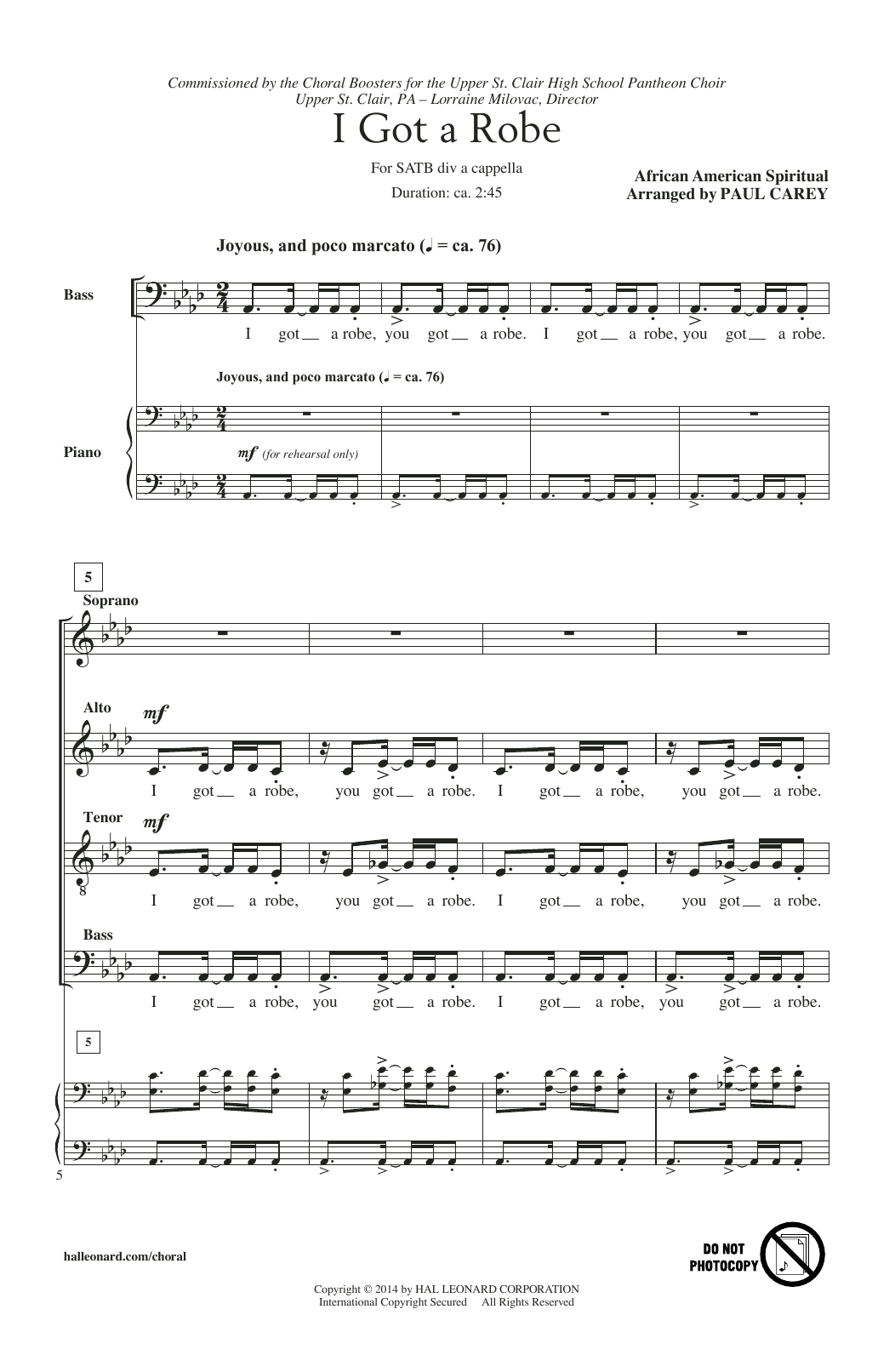 Paul Carey I Got A Robe Sheet Music Notes & Chords for SATB - Download or Print PDF