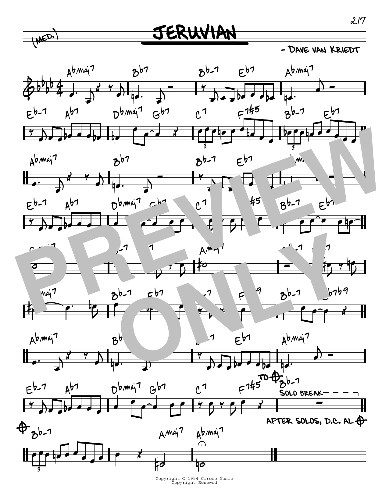 Paul Desmond Jeruvian Sheet Music Notes & Chords for Real Book – Melody & Chords - Download or Print PDF