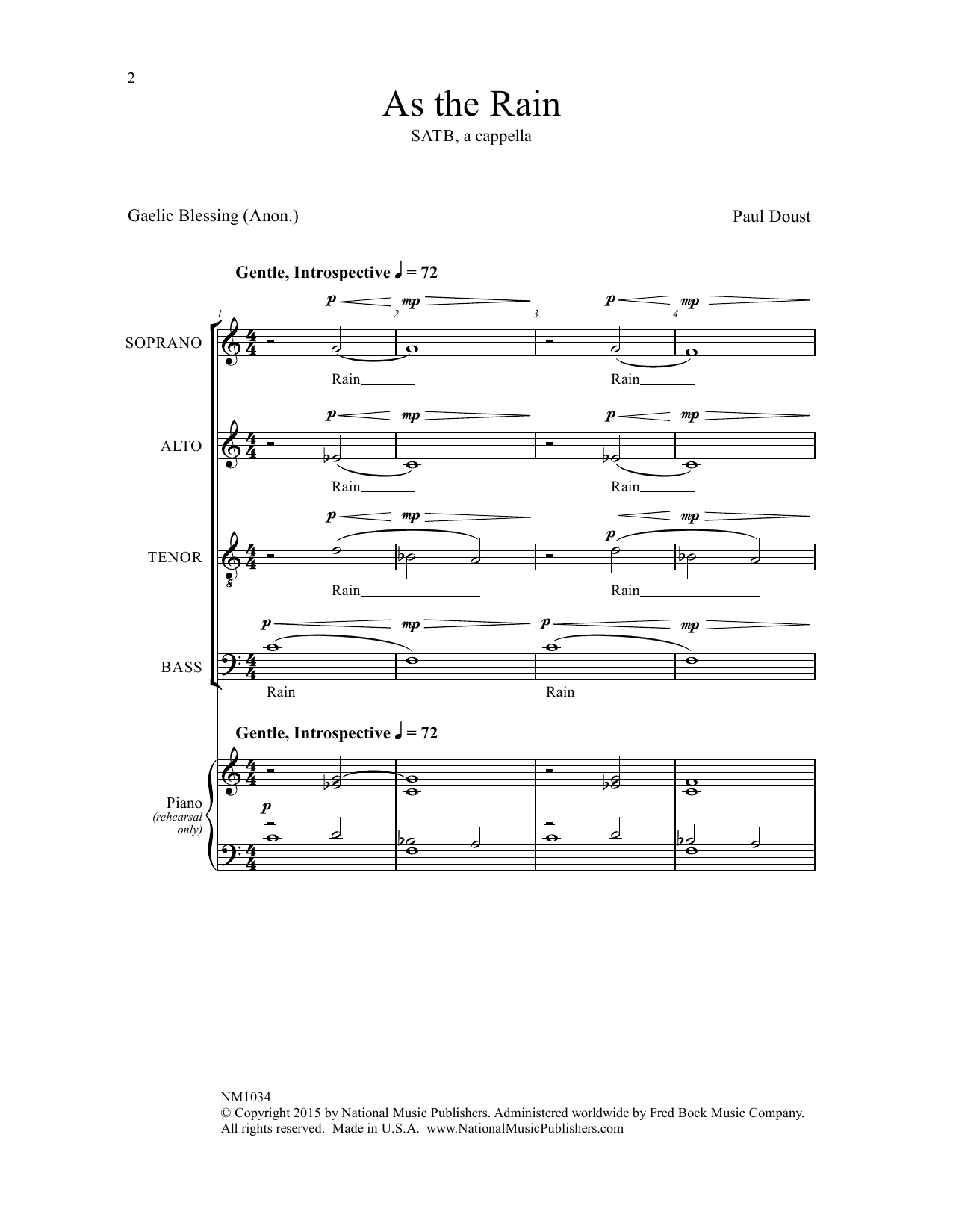 Paul Doust As the Rain Sheet Music Notes & Chords for Choral - Download or Print PDF