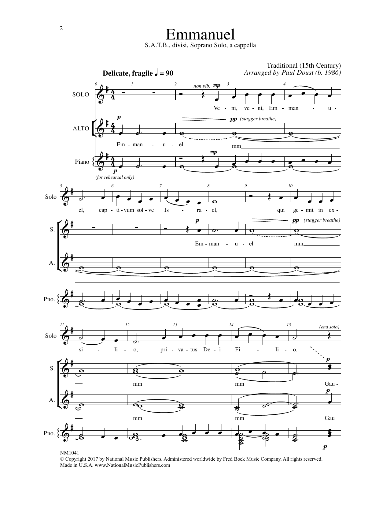 Paul Doust Emmanuel Sheet Music Notes & Chords for Choral - Download or Print PDF
