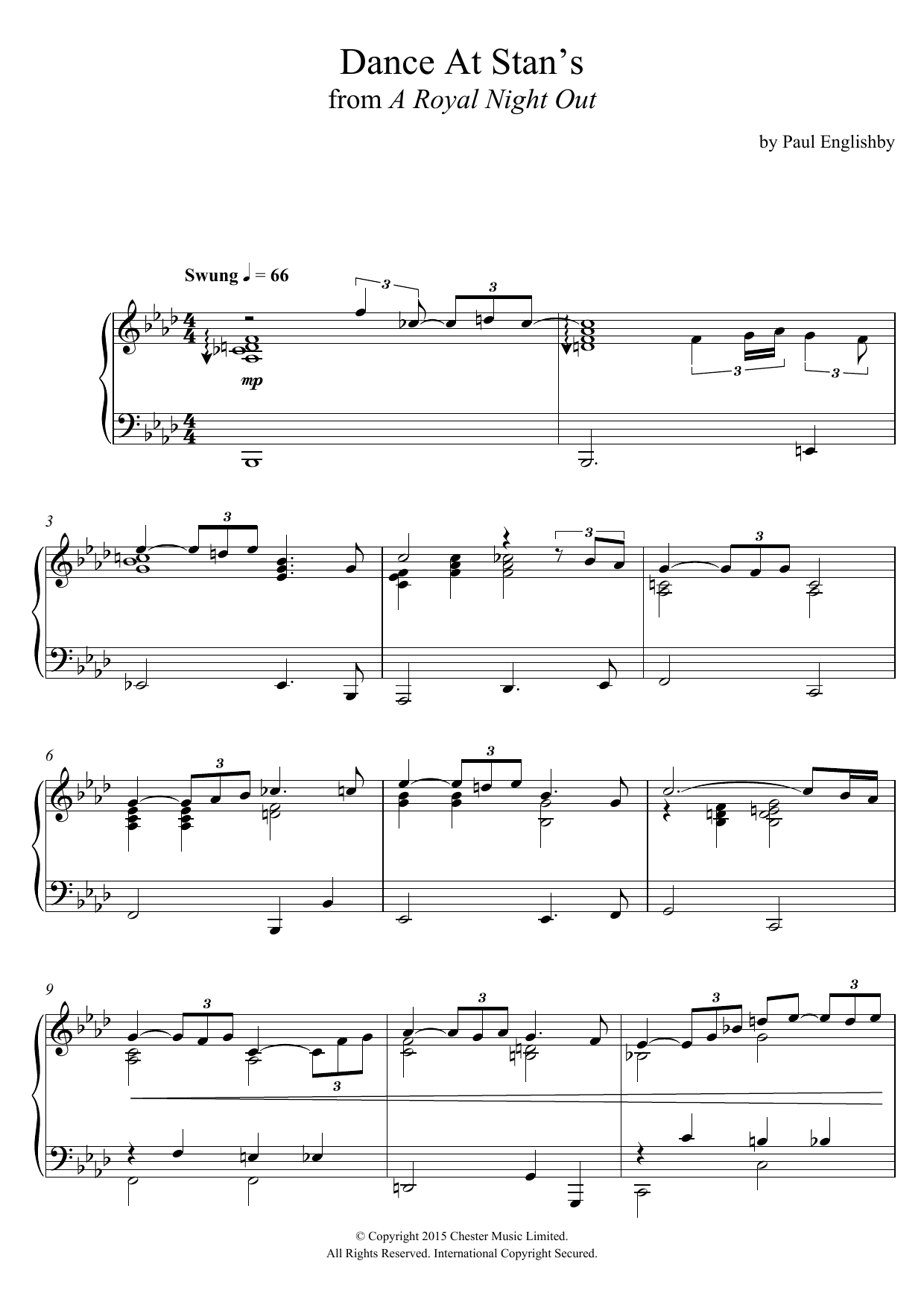 Paul Englishby Dance At Stan's (From 'A Royal Night Out') Sheet Music Notes & Chords for Piano - Download or Print PDF