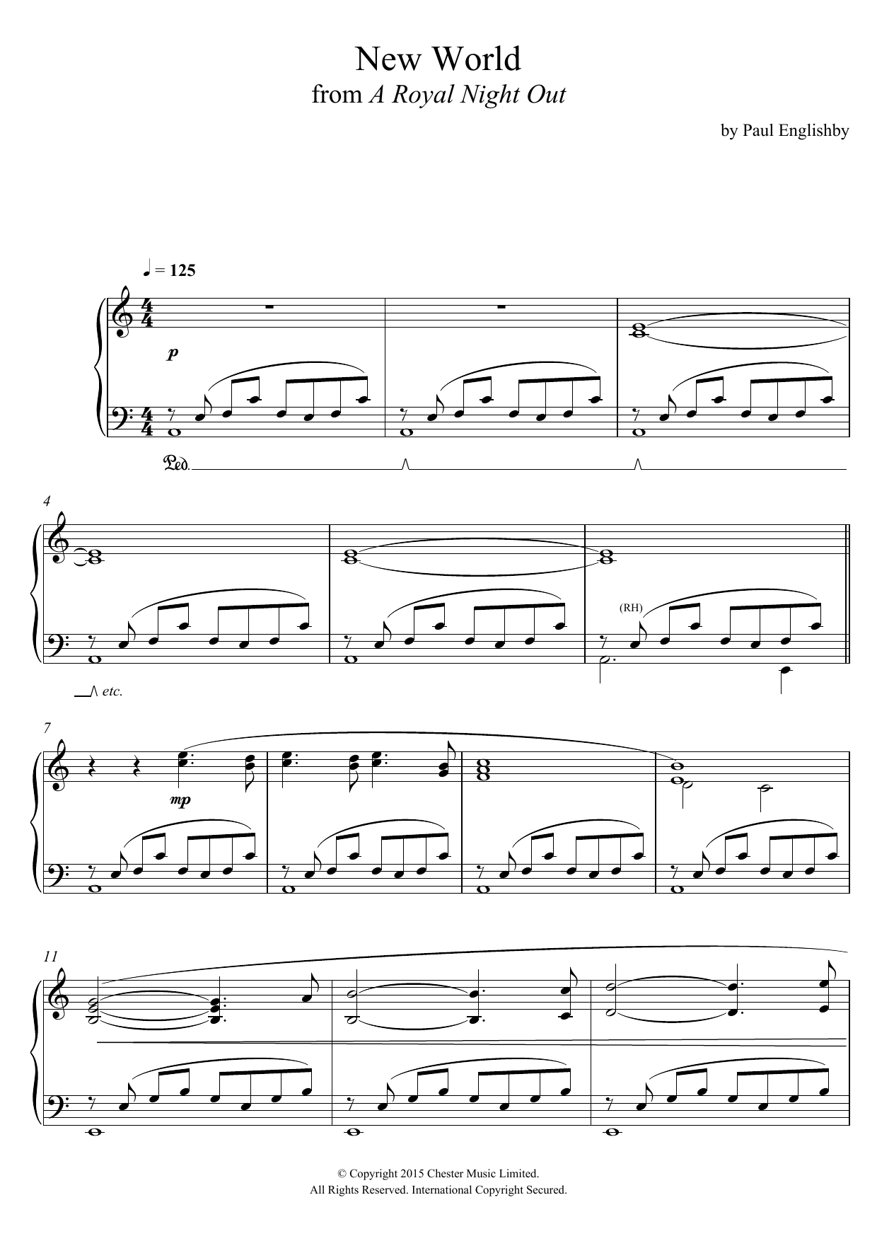 Paul Englishby New World (From 'A Royal Night Out') Sheet Music Notes & Chords for Piano - Download or Print PDF