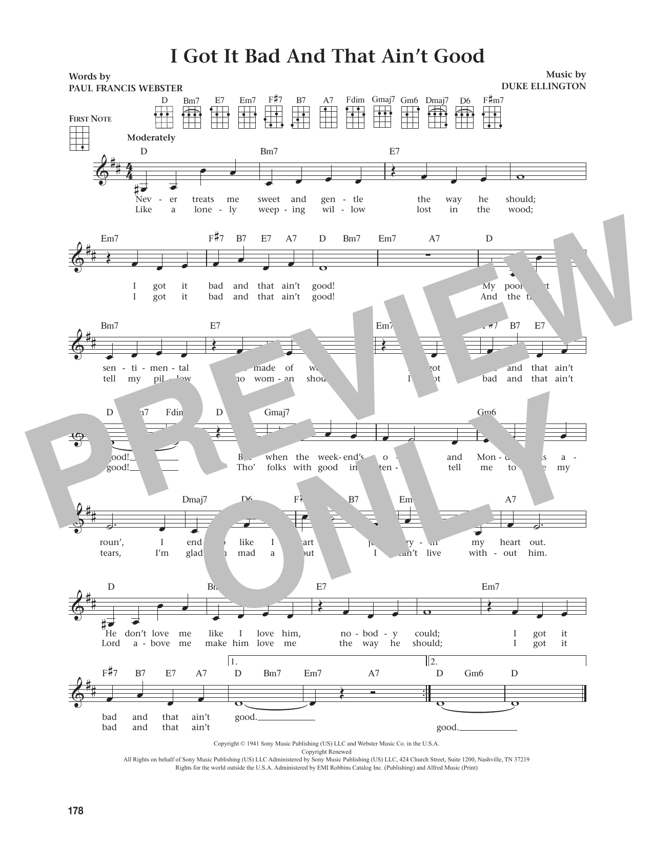 Paul Francis Webster I Got It Bad And That Ain't Good (from The Daily Ukulele) (arr. Jim Beloff) Sheet Music Notes & Chords for Ukulele - Download or Print PDF