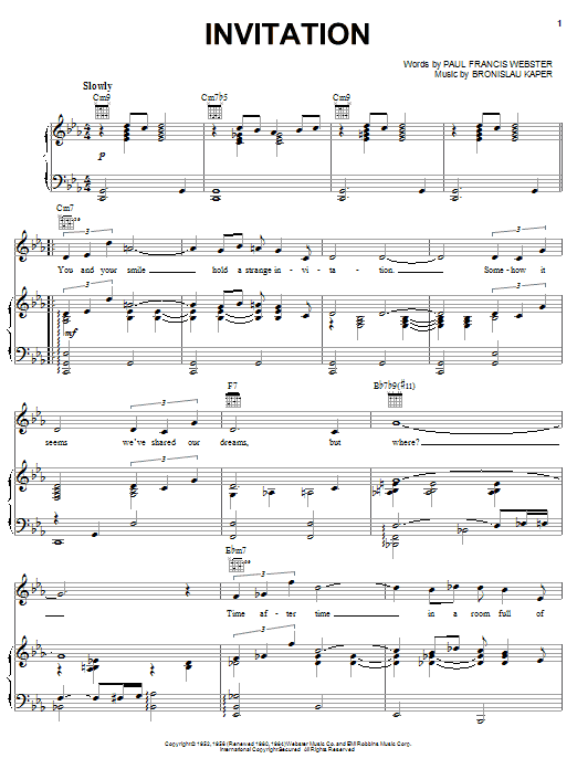 Paul Francis Webster Invitation Sheet Music Notes & Chords for Guitar Tab - Download or Print PDF