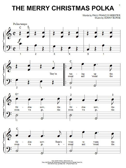 Paul Francis Webster The Merry Christmas Polka Sheet Music Notes & Chords for Lyrics & Chords - Download or Print PDF