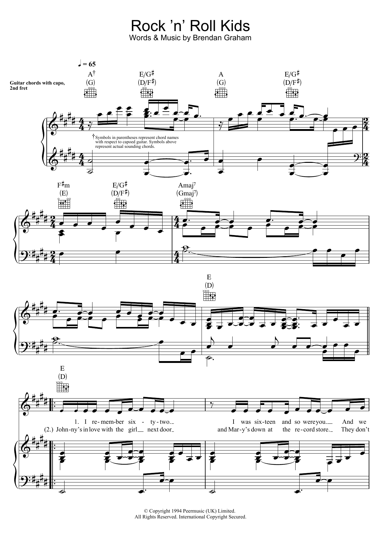 Paul Harrington Rock 'N' Roll Kids Sheet Music Notes & Chords for Piano, Vocal & Guitar - Download or Print PDF