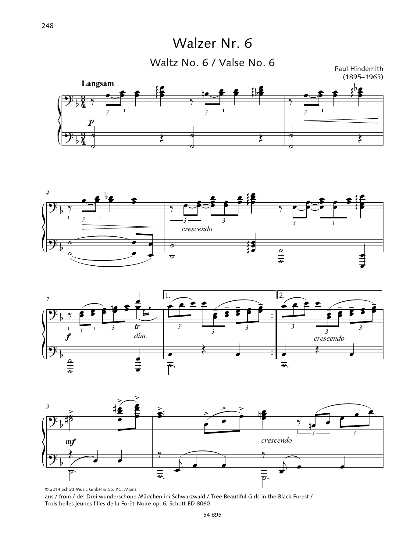 Paul Hindemith Waltz No. 6 Sheet Music Notes & Chords for Piano Duet - Download or Print PDF
