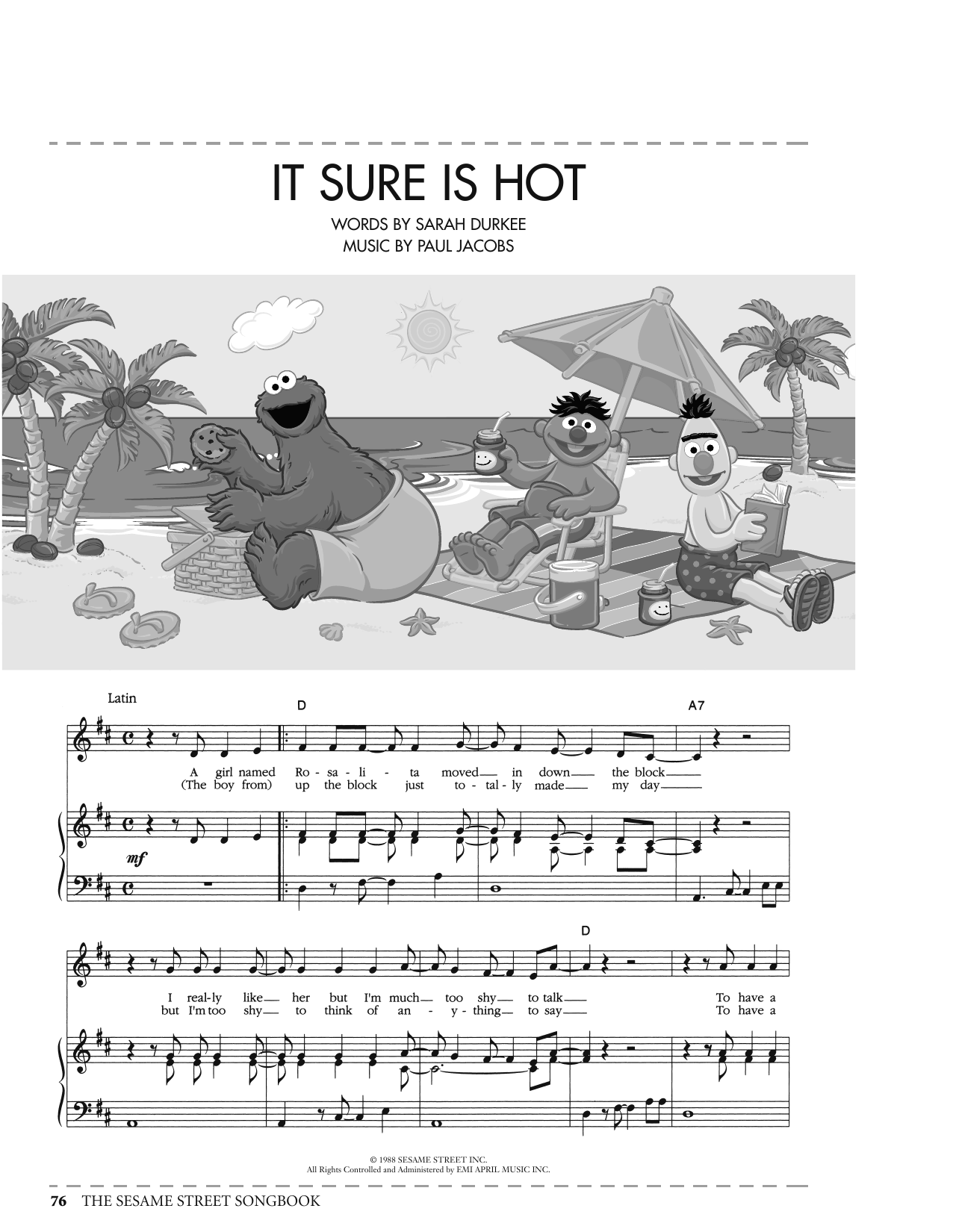 Paul Jacobs It Sure Is Hot (from Sesame Street) Sheet Music Notes & Chords for Piano, Vocal & Guitar Chords (Right-Hand Melody) - Download or Print PDF