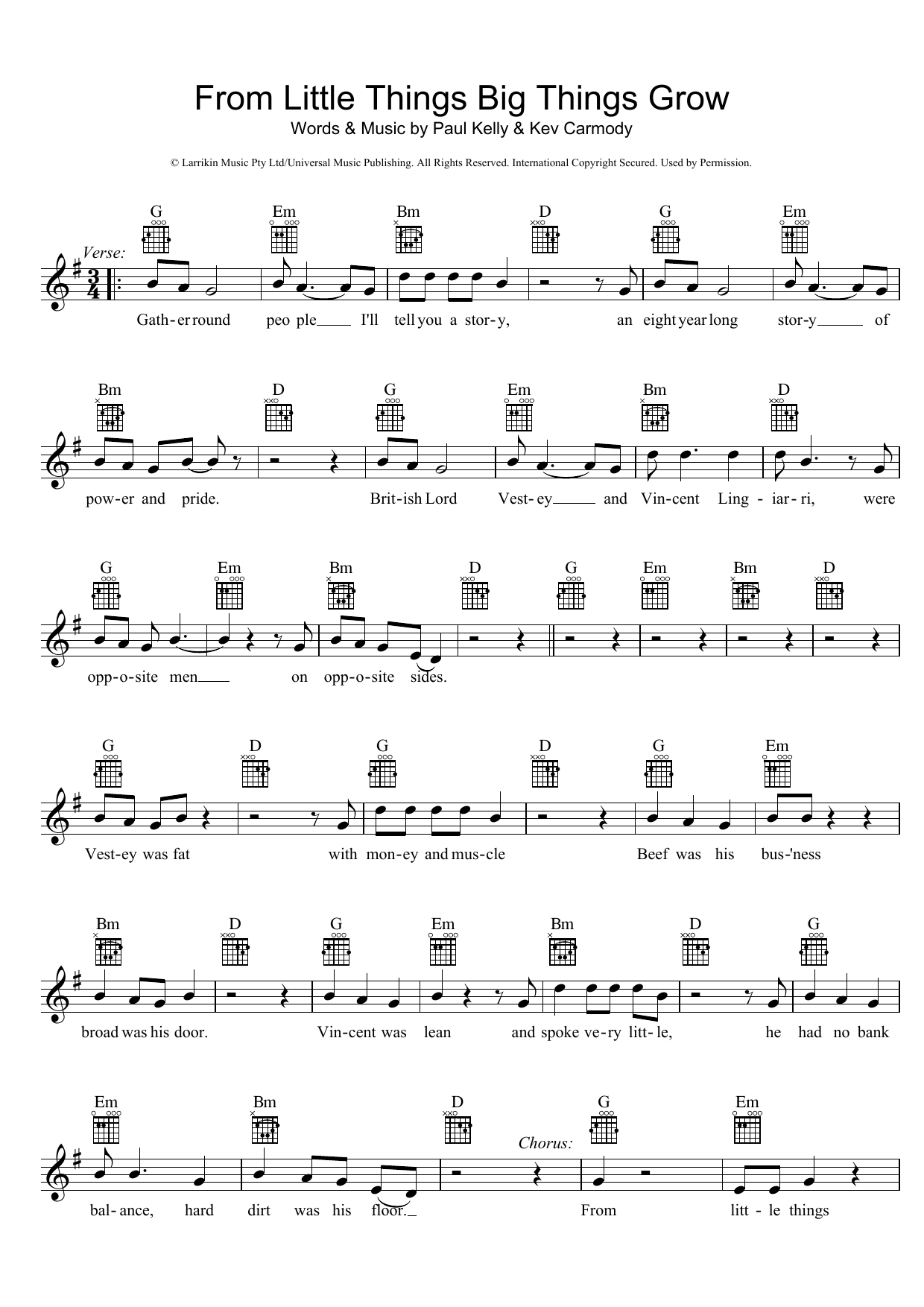 Paul Kelly From Little Things Big Things Grow Sheet Music Notes & Chords for Ukulele - Download or Print PDF
