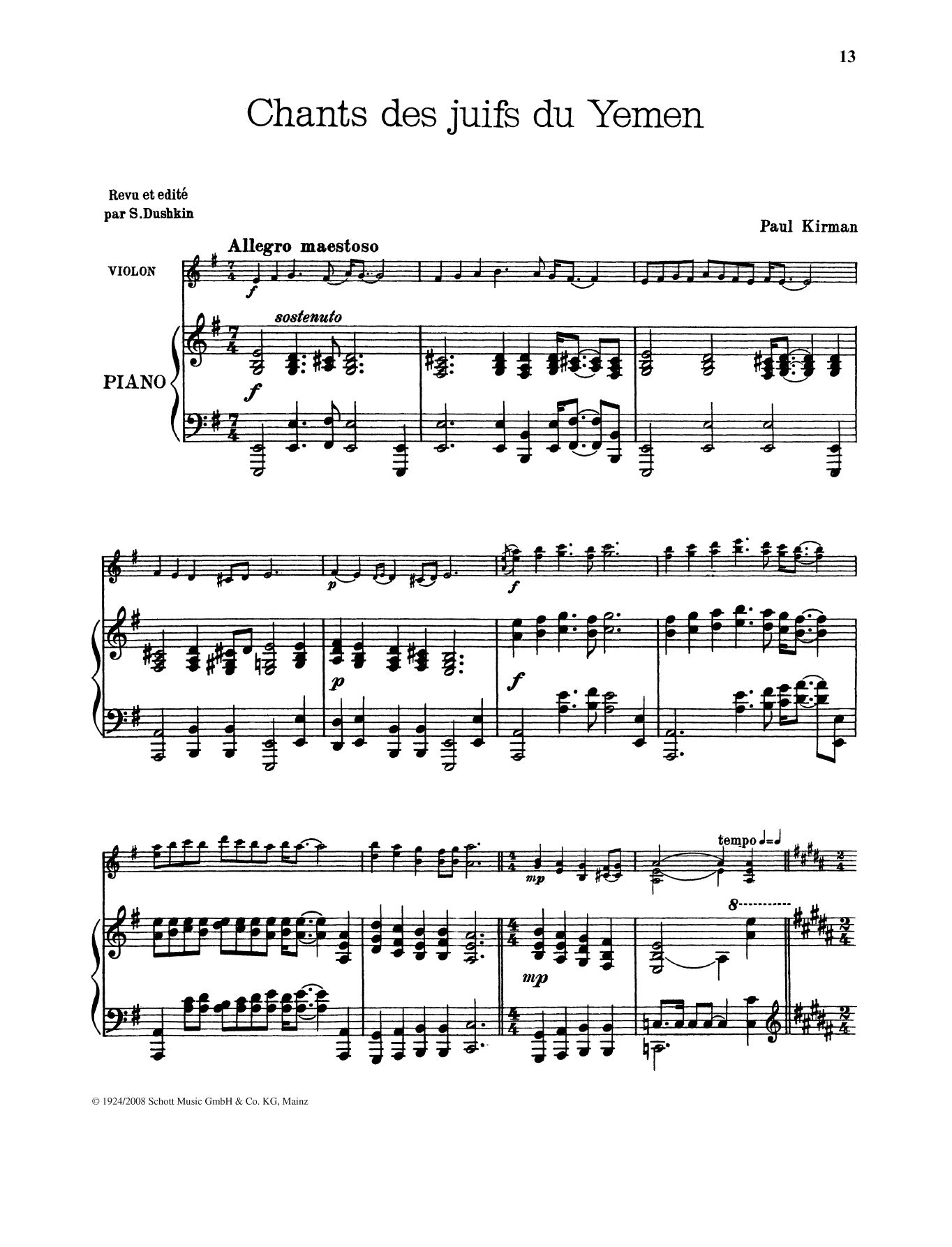 Paul Kirman Chants des juifs du Yemen Sheet Music Notes & Chords for String Solo - Download or Print PDF