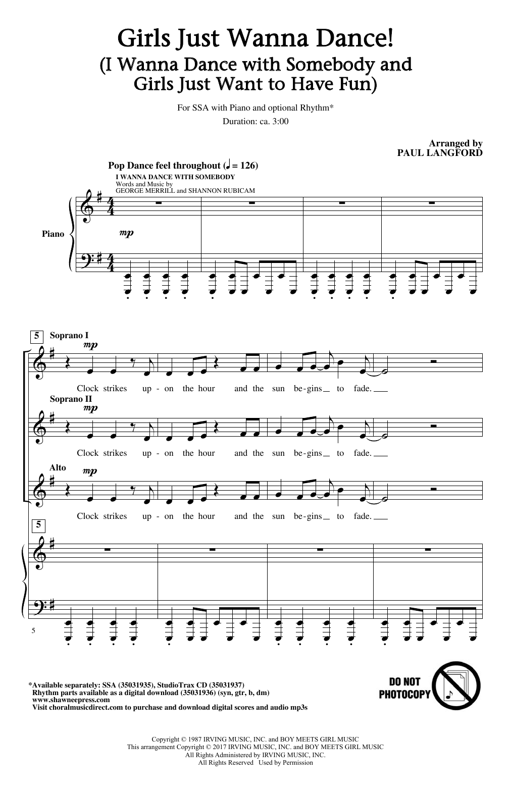 Paul Langford Girls Just Want To Dance! Sheet Music Notes & Chords for SSA - Download or Print PDF