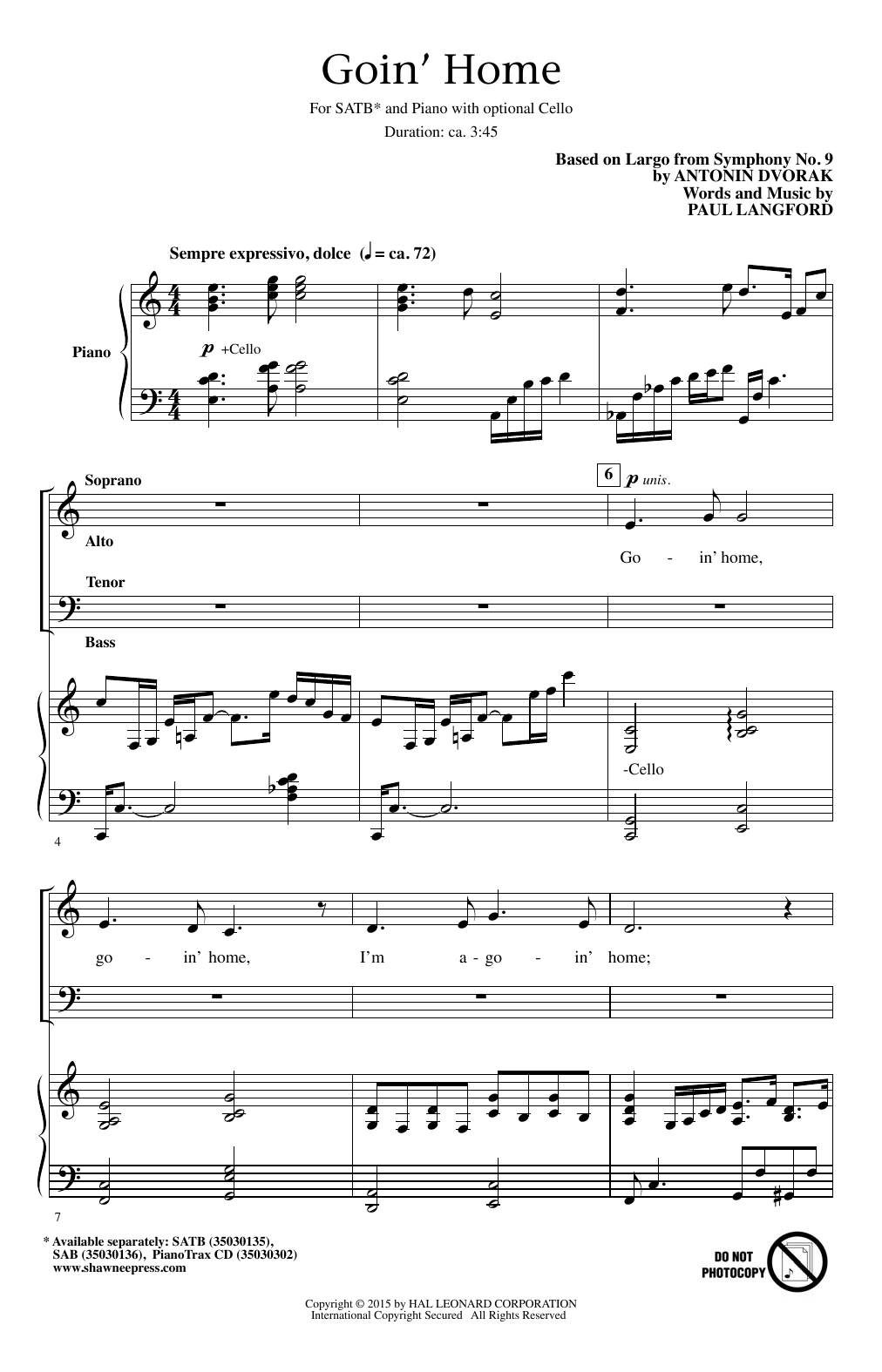 Paul Langford Goin' Home Sheet Music Notes & Chords for SATB - Download or Print PDF