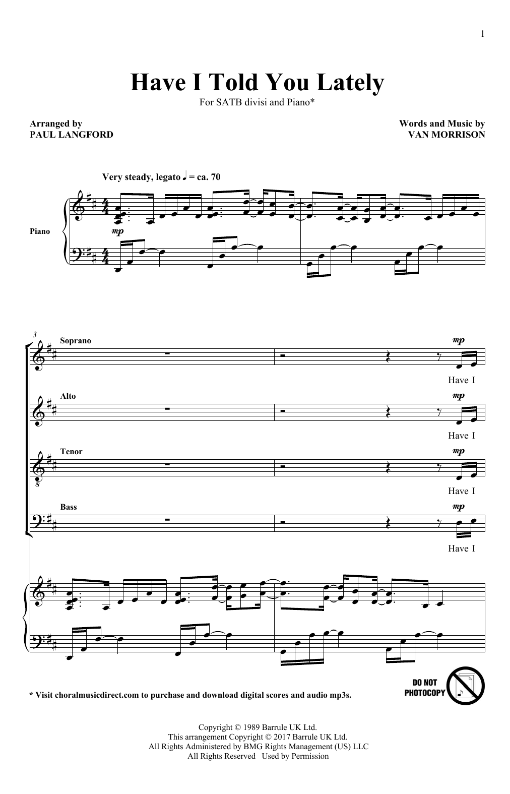 Paul Langford Have I Told You Lately Sheet Music Notes & Chords for SATB - Download or Print PDF