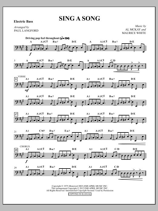Paul Langford Sing A Song - Bass Sheet Music Notes & Chords for Choir Instrumental Pak - Download or Print PDF