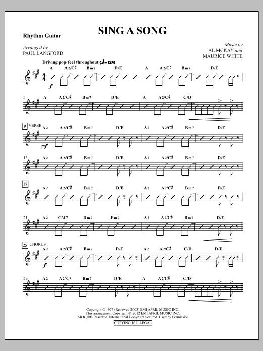 Paul Langford Sing A Song - Guitar Sheet Music Notes & Chords for Choir Instrumental Pak - Download or Print PDF