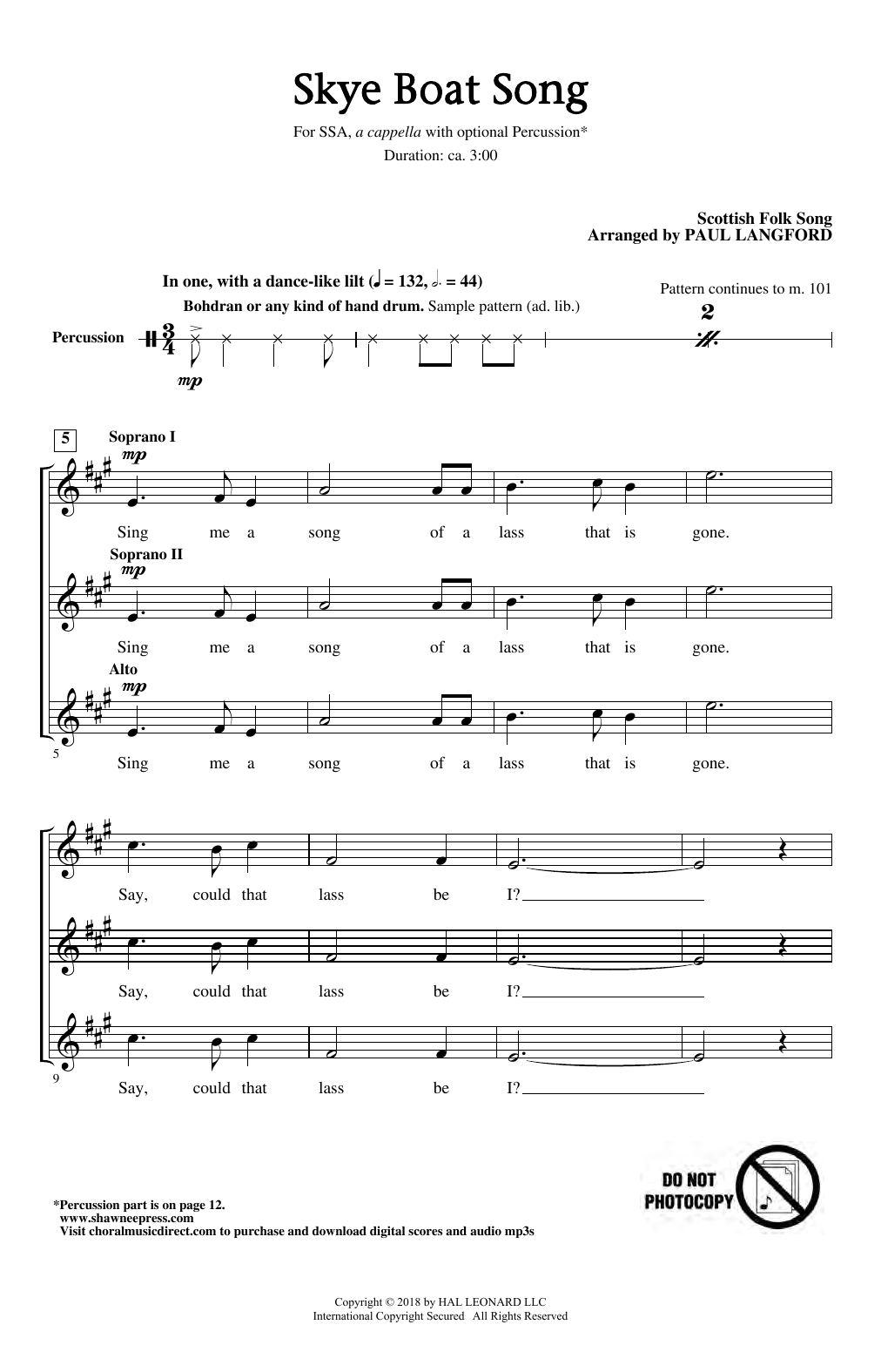 Paul Langford Skye Boat Song Sheet Music Notes & Chords for SSA Choir - Download or Print PDF