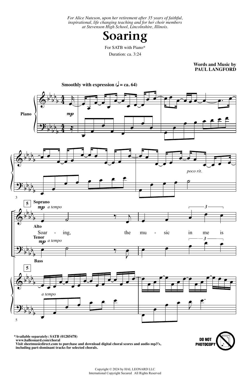 Paul Langford Soaring Sheet Music Notes & Chords for SATB Choir - Download or Print PDF