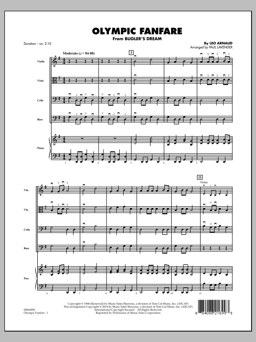 Paul Lavender Olympic Fanfare (Bugler's Dream) - Conductor Score (Full Score) Sheet Music Notes & Chords for Orchestra - Download or Print PDF