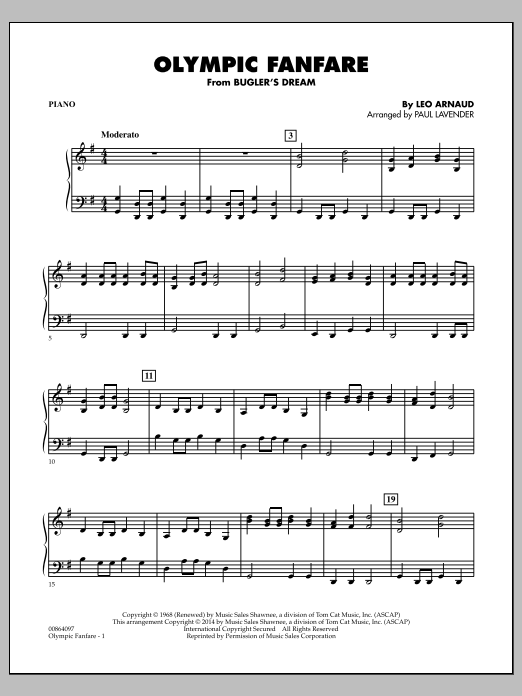 Paul Lavender Olympic Fanfare (Bugler's Dream) - Piano Sheet Music Notes & Chords for Orchestra - Download or Print PDF