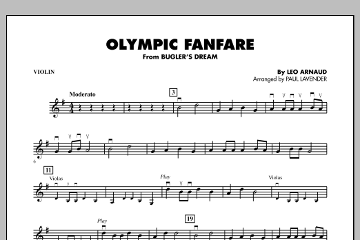 Paul Lavender Olympic Fanfare (Bugler's Dream) - Violin Sheet Music Notes & Chords for Orchestra - Download or Print PDF