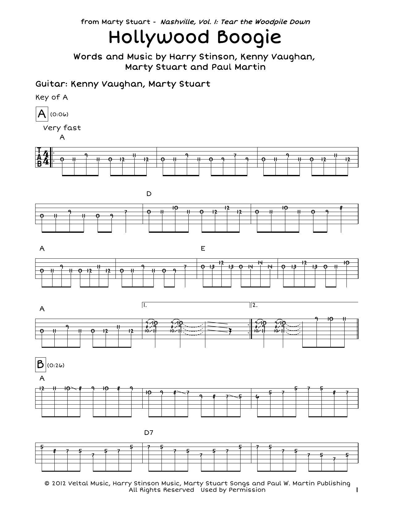 Paul Martin Hollywood Boogie Sheet Music Notes & Chords for Guitar Tab - Download or Print PDF