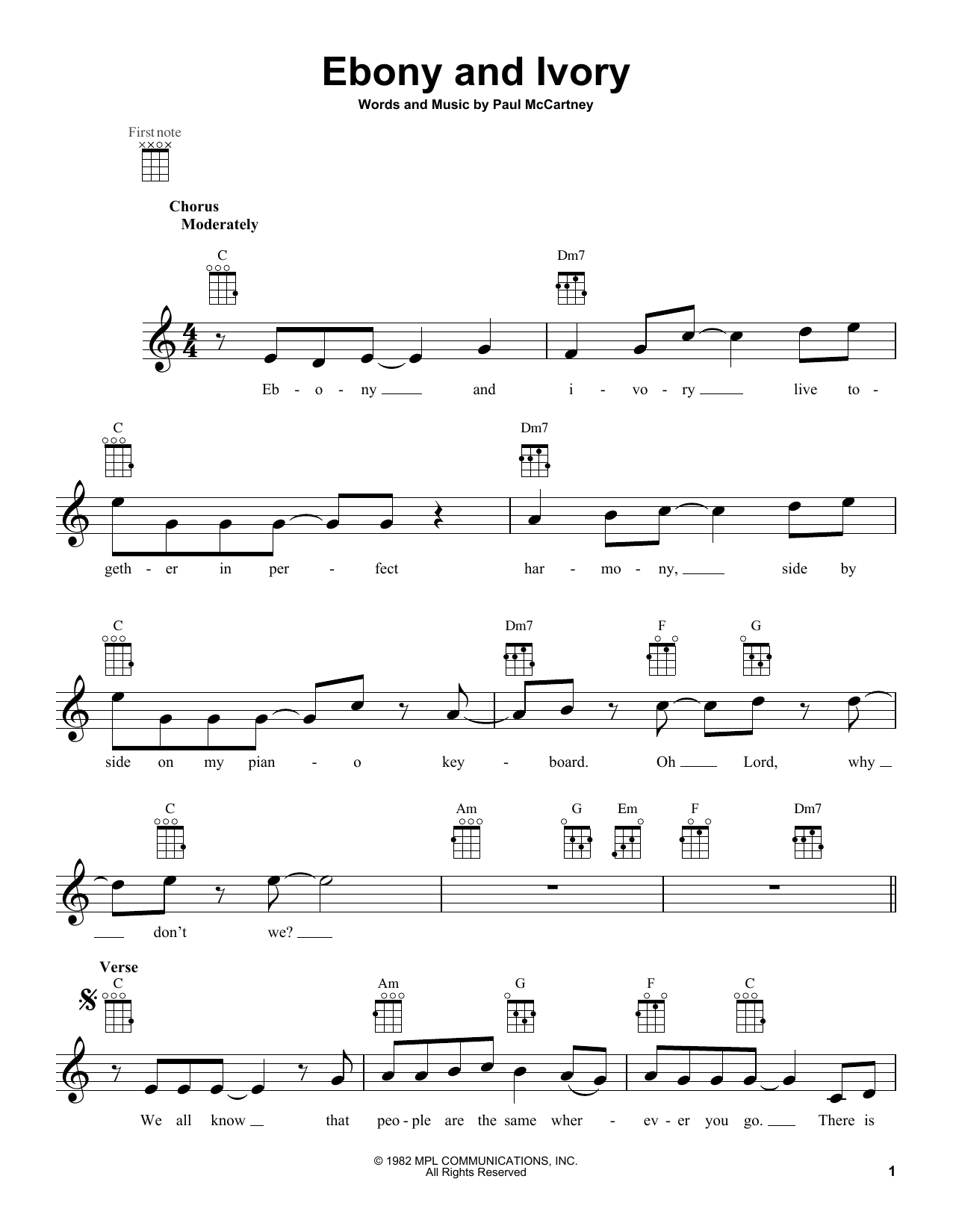Paul McCartney & Stevie Wonder Ebony And Ivory Sheet Music Notes & Chords for Vocal Pro + Piano/Guitar - Download or Print PDF
