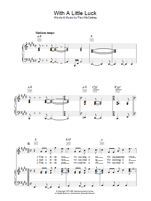 Paul McCartney & Wings With A Little Luck Sheet Music Notes & Chords for Easy Guitar Tab - Download or Print PDF