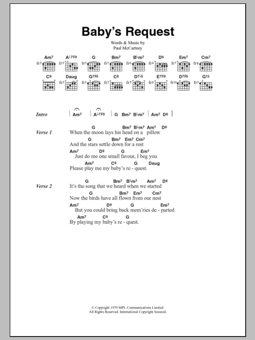 Paul McCartney Baby's Request Sheet Music Notes & Chords for Lyrics & Chords - Download or Print PDF