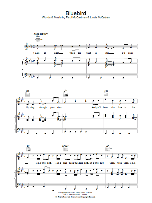 Paul McCartney Bluebird Sheet Music Notes & Chords for Lyrics & Chords - Download or Print PDF