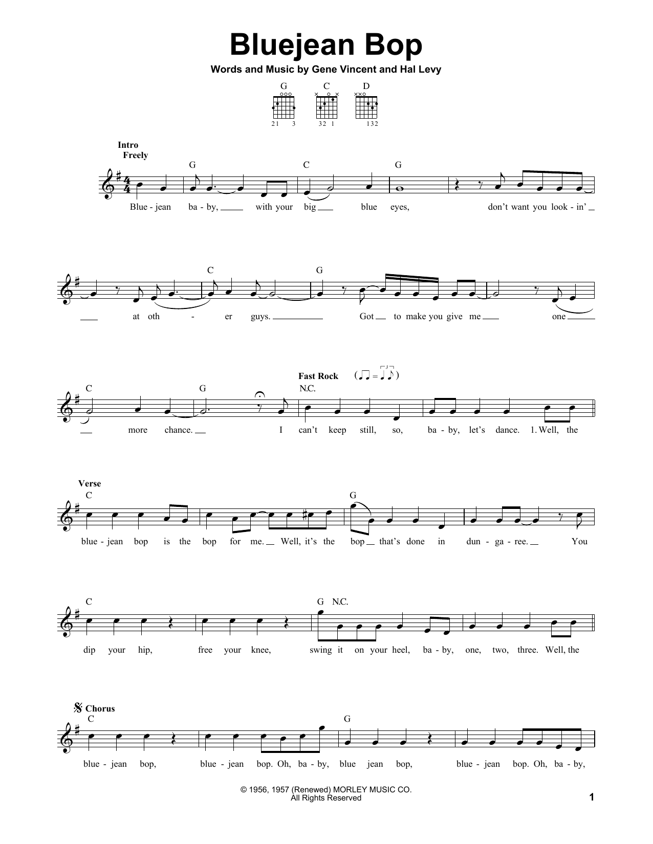Paul McCartney Bluejean Bop Sheet Music Notes & Chords for Melody Line, Lyrics & Chords - Download or Print PDF