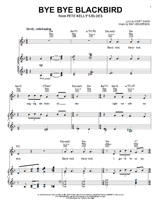 Paul McCartney Bye Bye Blackbird Sheet Music Notes & Chords for Piano, Vocal & Guitar (Right-Hand Melody) - Download or Print PDF