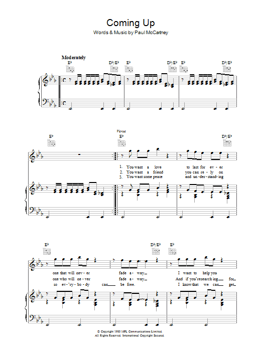 Paul McCartney Coming Up Sheet Music Notes & Chords for Easy Guitar with TAB - Download or Print PDF