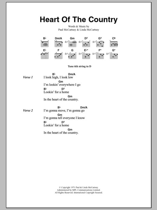 Paul McCartney Heart Of The Country Sheet Music Notes & Chords for Easy Piano - Download or Print PDF